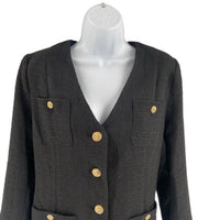 Pomander Place | NEW Black Tweed Keira Long Sleeve Mini Dress Size XL