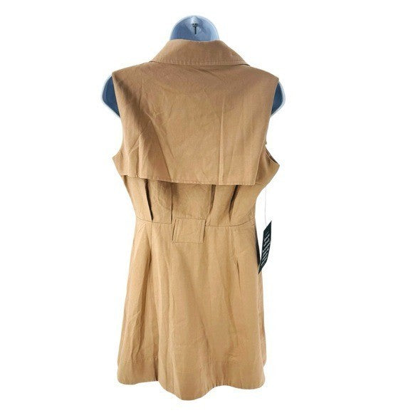 Tuckernuck NEW Khaki Milla Sleeveless Military Collared Mini Dress Size S