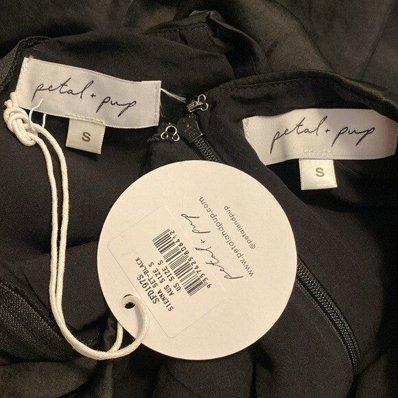 Petal & Pup NEW Sienna Satin Formal Black Midi Dress Matching Set Size S