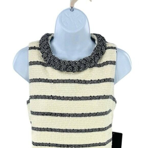 Tuckernuck NEW Navy Stripe Tweed Sleeveless Crew Neck Jackie Mini Dress Size M