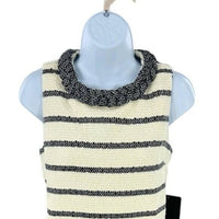 Tuckernuck NEW Navy Stripe Tweed Sleeveless Crew Neck Jackie Mini Dress Size M
