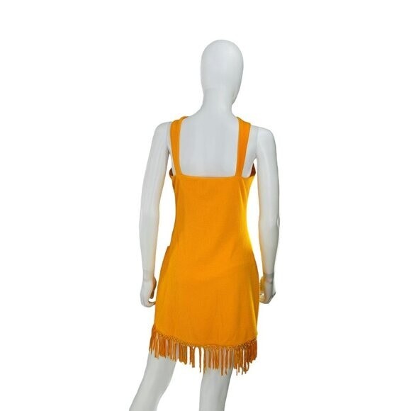 Saylor NEW Leyna Mango Gold Fringe Halter Bodycon Mini Dress Size M