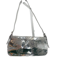 BY FAR Dulce Logo Mini Shoulder Bag in Metallic Silver