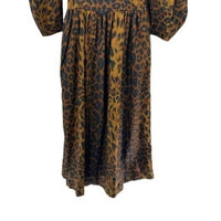 Tuckernuck NEW Leopard Graciela Puff Sleeve Square Neck Midi Dress Size 14