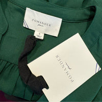 Pomander Place NEW Hunter Green Crepe Kenzo Long Sleeve Party Mini Dress Size S
