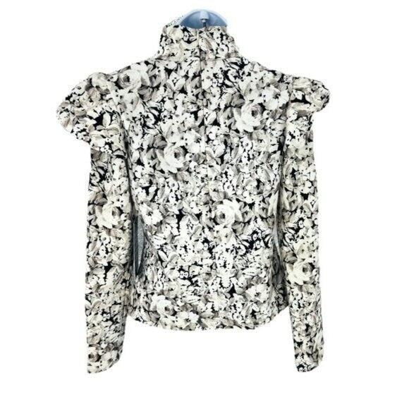 Tuckernuck NEW Gray Gardens Floral Long Sleeve Mock Neck Bowden Top Size M