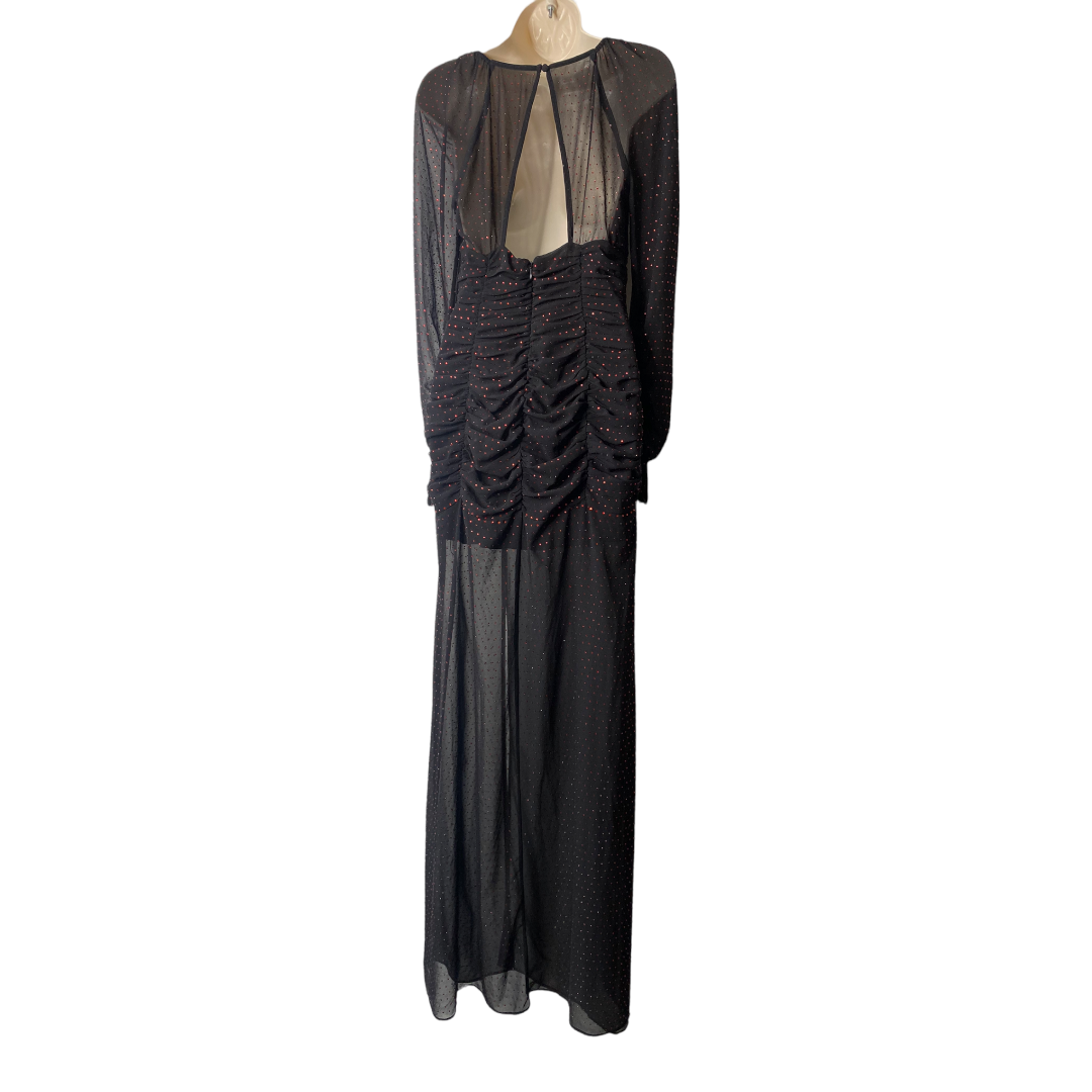 NEW DUNDAS X REVOLVE Stardust Rhinestone Black Semi Sheer Maxi Dress Size S
