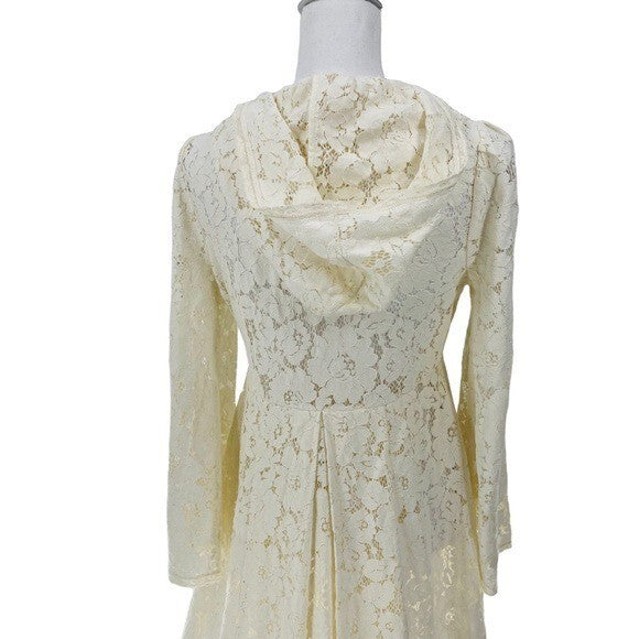 LoveShackFancy NEW Makena RARE Lace Peter Pan Cape Overcoat Ivory Womens Size S