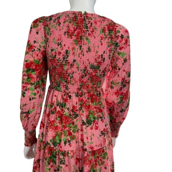 Tuckernuck NEW Pink Peony Meadows Libby Long Sleeve Maxi Dress Size XXS