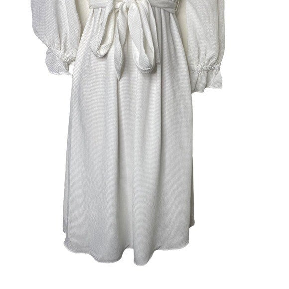 1. STATE NEW Off the Shoulder Smocked Bodice Midi Dress in New Ivory Size XXS