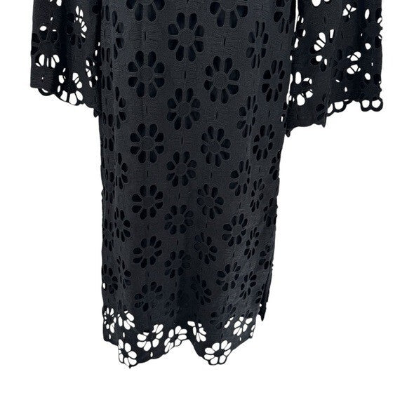 Tuckernuck NEW Noir Eyelet Hutton Long Sleeve Cotton Formal Midi Dress Size XS