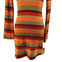 Only Hearts NEW Kingston Bell Sleeve Crochet Mini Dress in Orange Multi Size XS