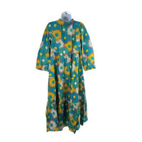 Tuckernuck NEW Salty Paloma Blue Daisy Retro Long Sleeve Caftan Size M