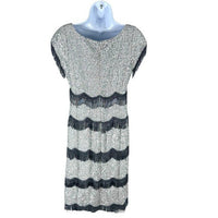 Batsheva NEW Octavia Cocktail Party Formal Midi Dress in Silver Sequin Size 6