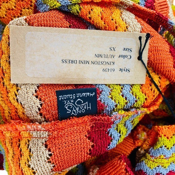 Only Hearts NEW Kingston Bell Sleeve Crochet Mini Dress in Orange Multi Size XS