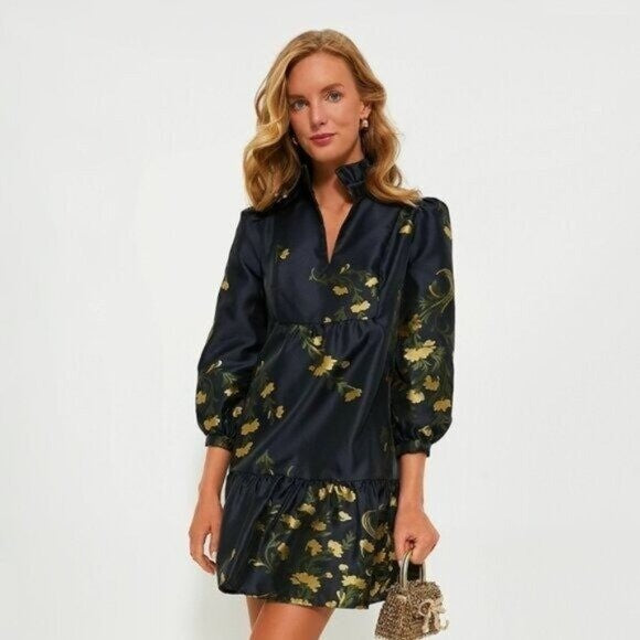 Tuckernuck | NEW Navy Jasmine Vine Jacquard Formal Palmerston Dress Size L