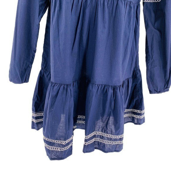 BB Dakota | NEW Fun with Tiers Navy Bohemian Shirt Dress Size S