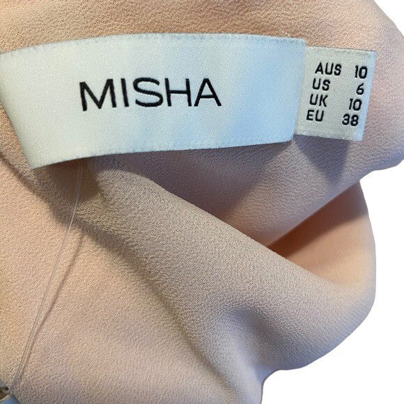 MISHA NEW Maryan One Shoulder Formal Cut Out Midi Dress in Rose Pink Size 6