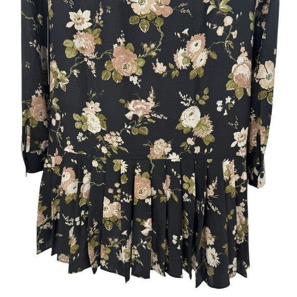 Tuckernuck NEW Midnight Garden Black Floral Drop Waist Tate Mini Dress Size XXS