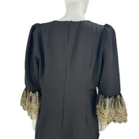 Pomander Place NEW Black Lillith Gold Lace Formal Maxi Dress Size L