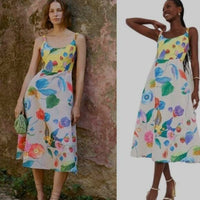 Tuckernuck NEW Vivid Jardin Dominique Fit and Flare Floral Midi Sun Dress S
