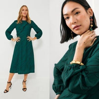 Tuckernuck NEW Pine Twombly Draped Macie Long Sleeve Formal Midi Dress Size S
