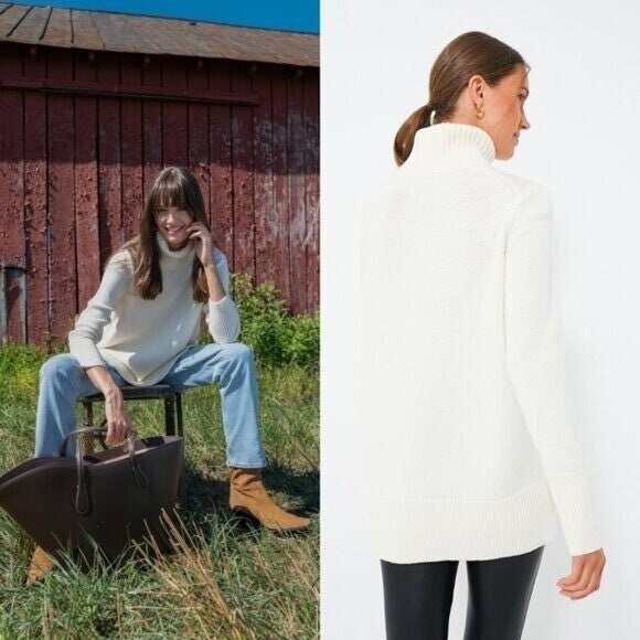 Tuckernuck NEW Winter White Sophia Wool Knit Turtleneck High Low Sweater Size XS