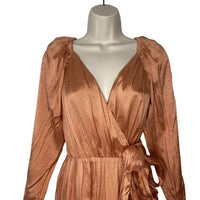 REVOLVE Lovers + Friends Corinne Satin Long Sleeve Mini Dress Tan Size XXS