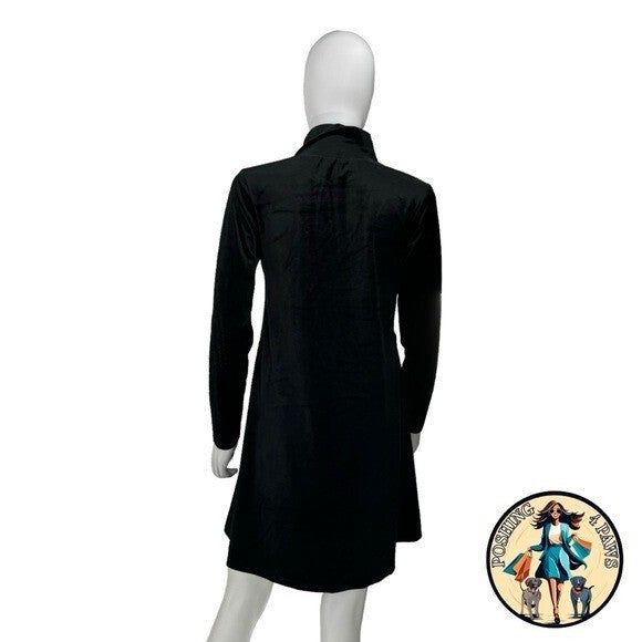 Pomander Place NEW Black Velvet Long Sleeve Mottershead Mini Dress Size XS