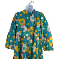 Tuckernuck NEW Salty Paloma Blue Daisy Retro Long Sleeve Caftan Size XS