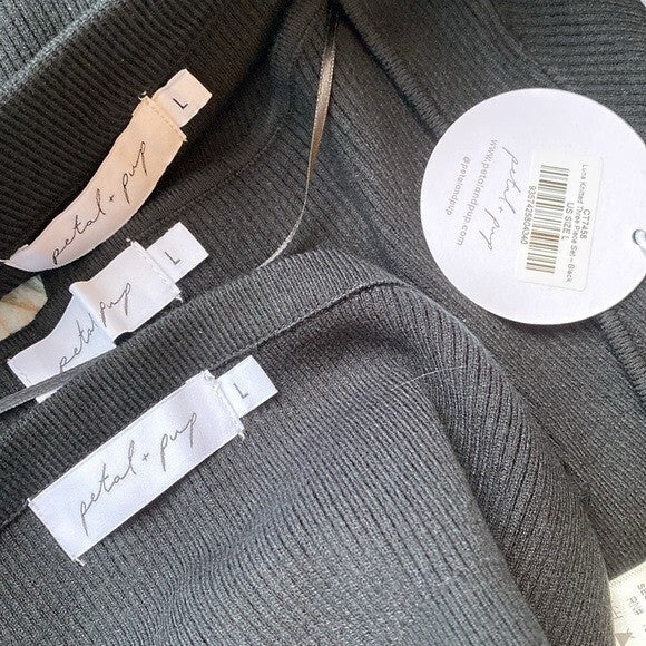 Petal and Pup NEW Luna 3 Piece Knitted Set Black Sweater Midi Dress Size L