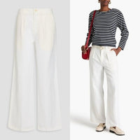 Alex Mill NEW Madeline Cream Pleat Twill Linen Blend Wide Leg Trouser Size 2