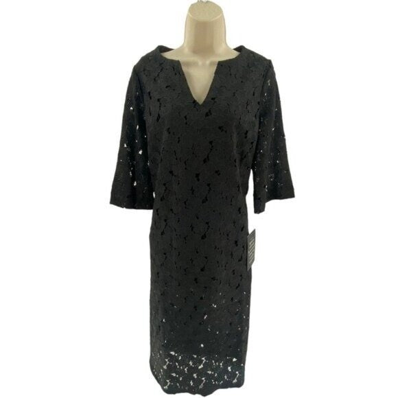 Tuckernuck | NEW Jamie V-Neck Lace Midi Dress in Black Size XS
