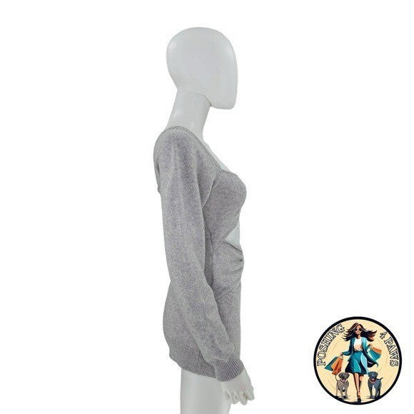 Christopher Esber Wool Cashmere Cut Out Multipanel Tunic Sweater in Grey Size M