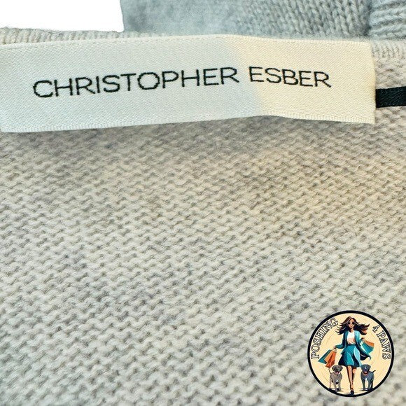 Christopher Esber Wool Cashmere Cut Out Multipanel Tunic Sweater in Grey Size M