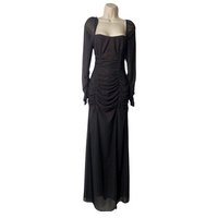 NEW DUNDAS X REVOLVE Stardust Rhinestone Black Semi Sheer Maxi Dress Size S