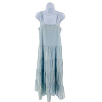 Pomander Place Lola Chambray Blue Sleeveless Tiered Casual Maxi Dress Size S