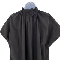 Pomander Place | NEW Black Rae Short Cap Sleeve Ruffle Collar Blouse Size S