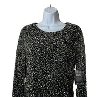 Retrofete NEW Nikki Sequins Long Sleeve Black Cocktail Party Mini Dress Size L