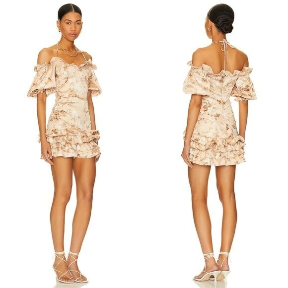 Majorelle NEW Marbella Satin Floral Off the Shoulder Party Mini Dress Size XXS