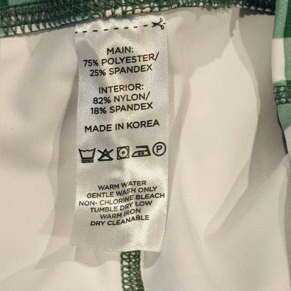 Tuckernuck NEW Sport Trellis Gingham Green White Biker Athletic 6" Shorts Size S