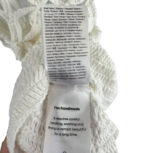 Farm Rio NEW White Flowers Crochet Handmade Peplum Scoop Neck Top Size XL