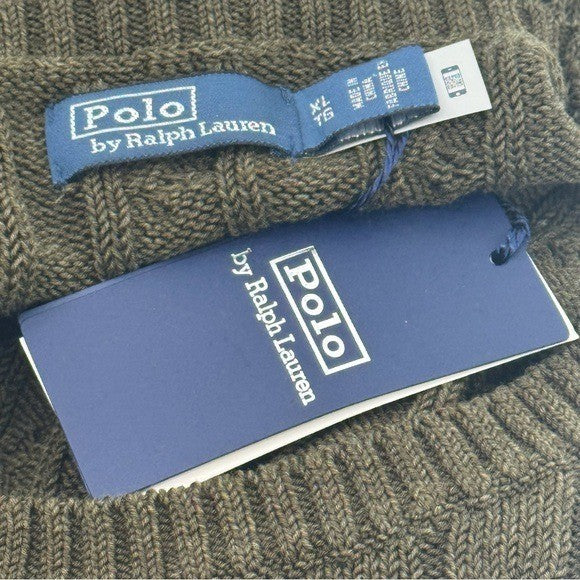 Polo Ralph Lauren NEW Green Cable Knit Long Sleeve Knee Length Casual Dress XL