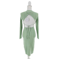 Petal and Pup NEW Milleri Knit Bodycon Open Back Dress in Sage Green Size 2