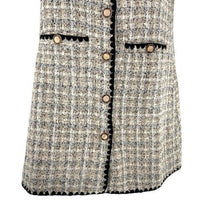 Pomander Place NEW White Tweed Retro Josephine Mini Dress in White Black Size S
