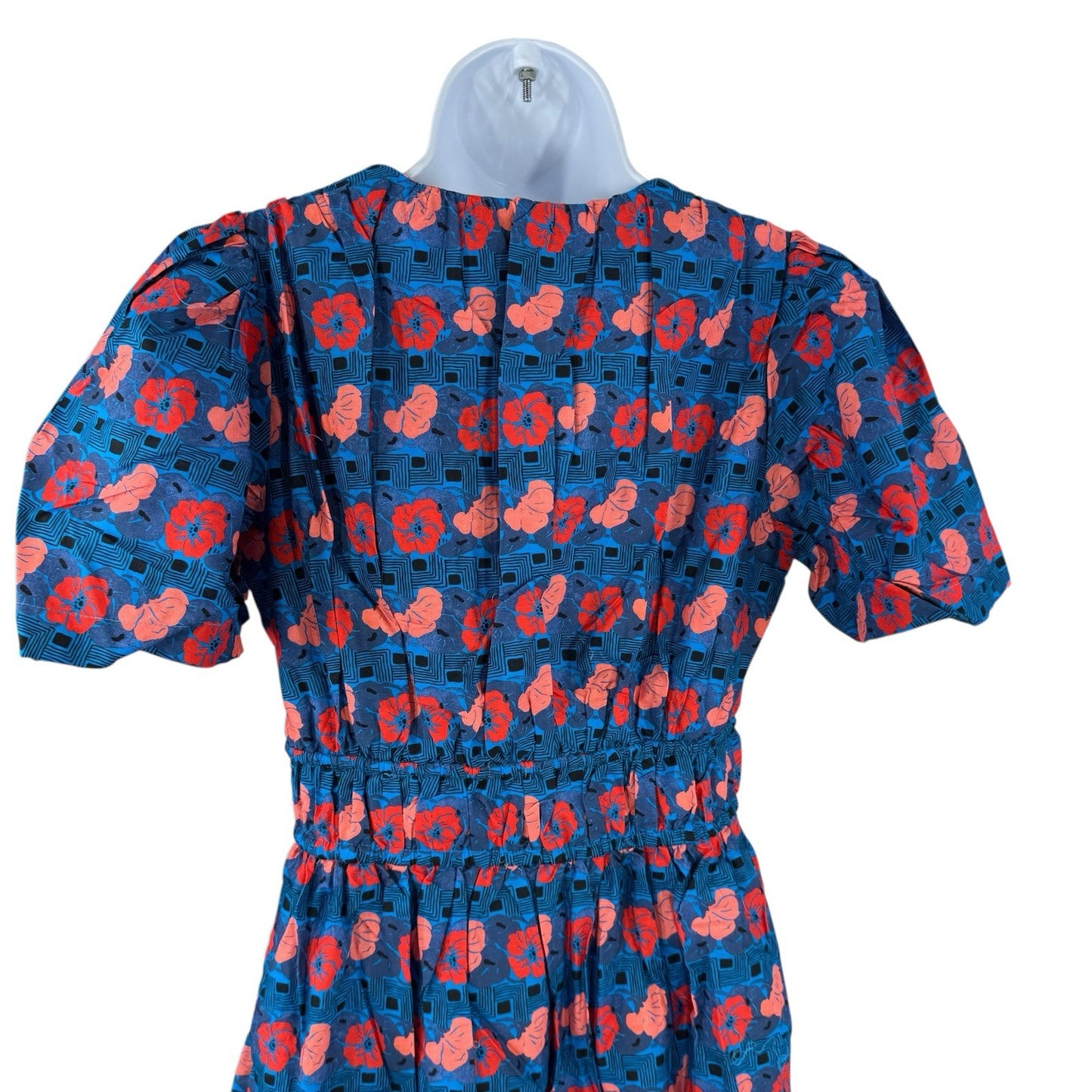 Tuckernuck NEW Retro Floral Mitchell Blue Red Empire Waist Maxi Dress Size XS