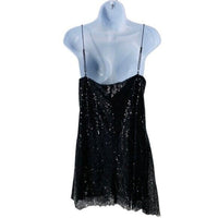 Petal & Pup | NEW Riri Sequin Cocktail V-Neckline Wrap Mini Dress Black Size L
