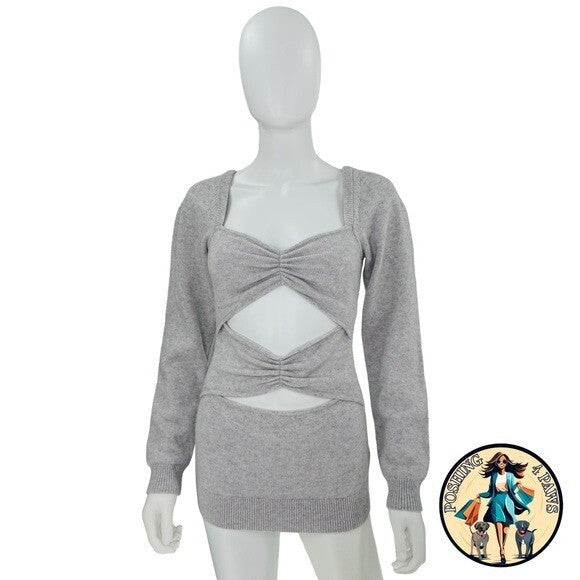 Christopher Esber Wool Cashmere Cut Out Multipanel Tunic Sweater in Grey Size M