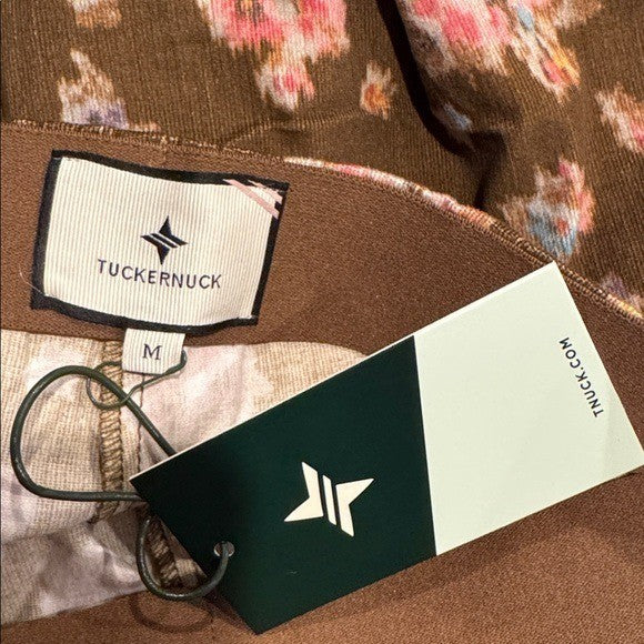 Tuckernuck NEW Brown Hazel Bouquet Corduroy Ashford Straight Leg Pant Size M