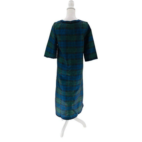 Tuckernuck | NEW Jamie Velvet Trimmed Plaid Blackwatch Midi Dress Size S